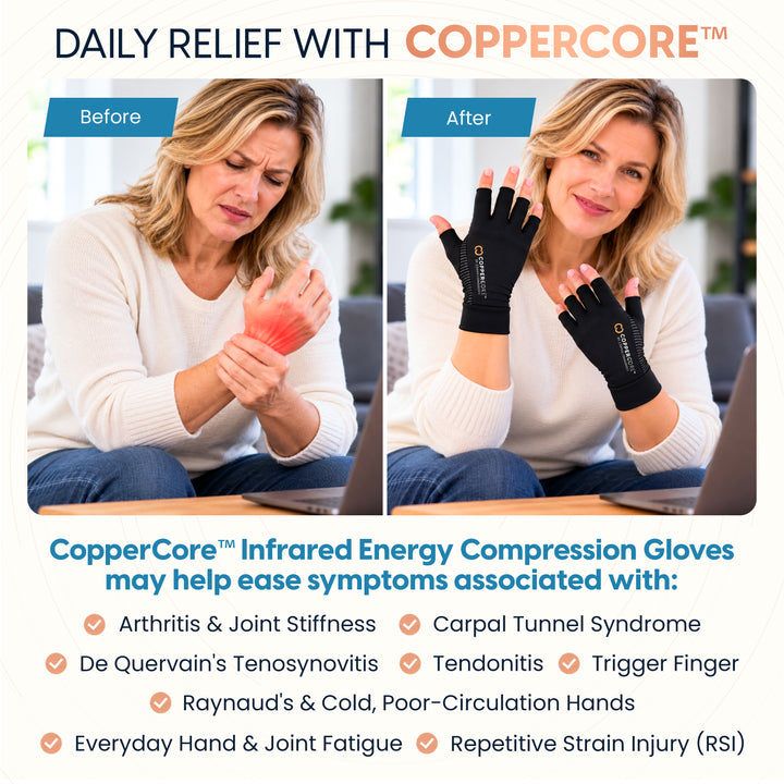 CopperCore™ Infrared Energy Half Finger Gloves by Copper Compression