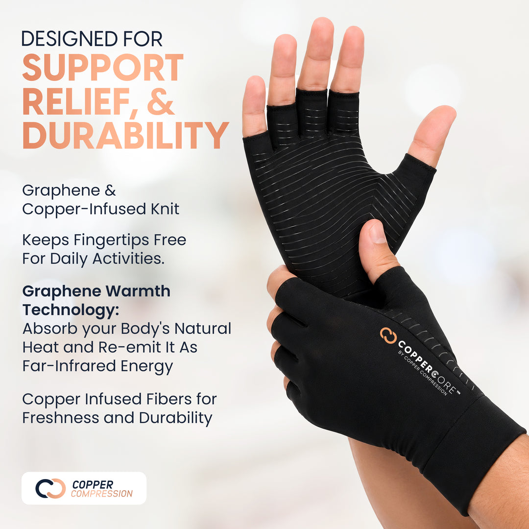 CopperCore™ Infrared Energy Half Finger Gloves by Copper Compression