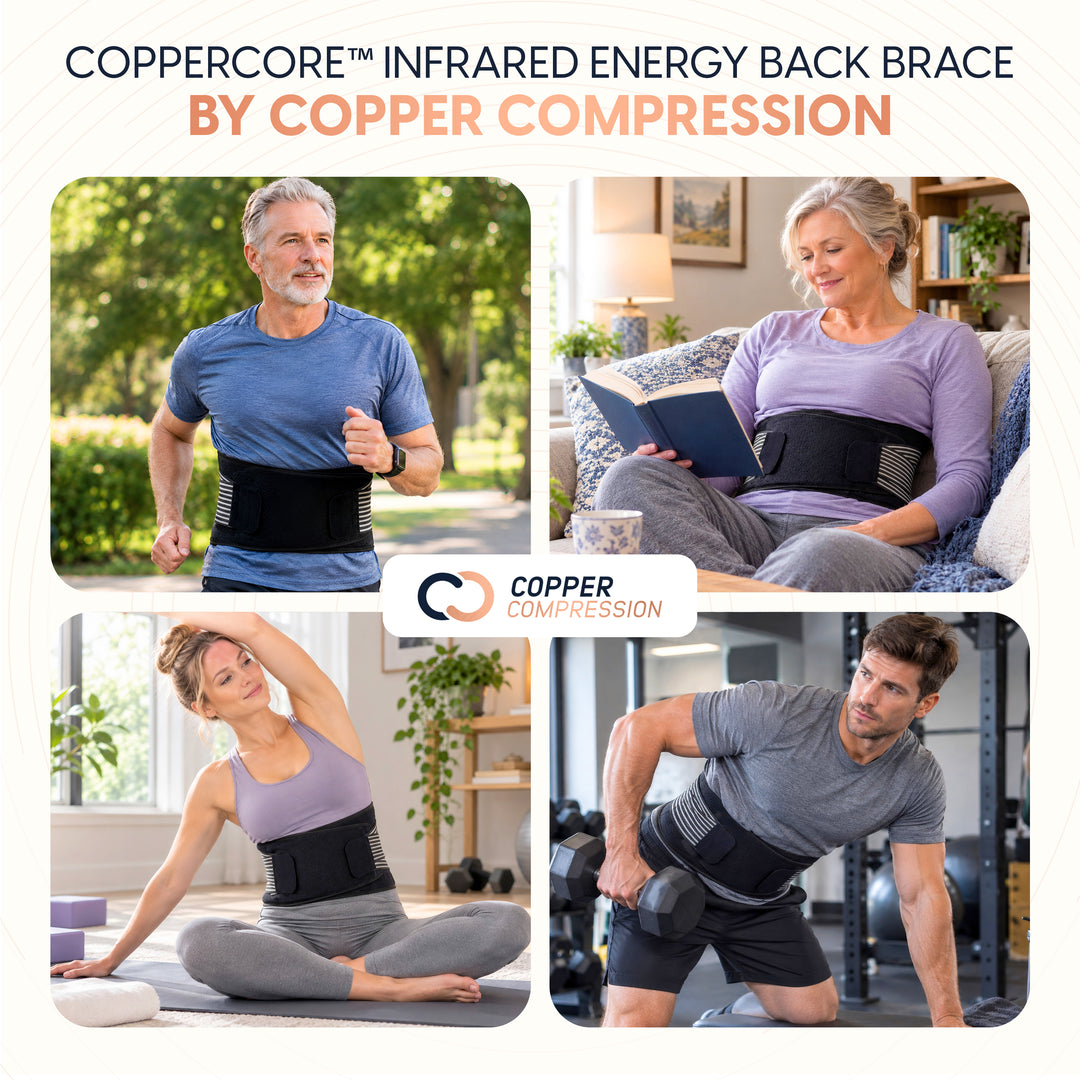 CopperCore™ Infrared Energy Back Brace by Copper Compression For Lower Back Pain, Sciatica & Posture, 6 Stabilizers, Adjustable Straps, Graphene & Copper Infused Lumbar Support Belt