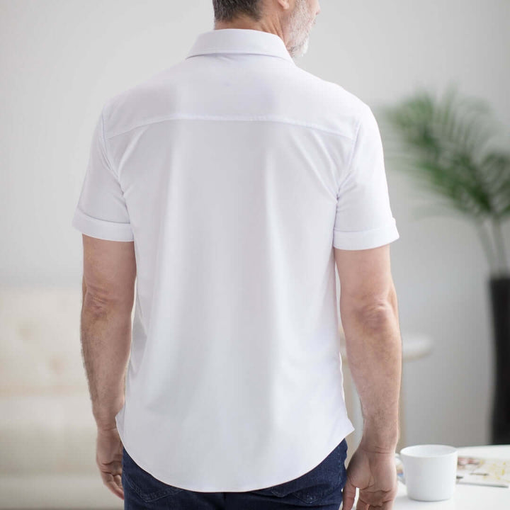 Adaptive Cooling Magnetic Front Short Sleeve Shirt in White