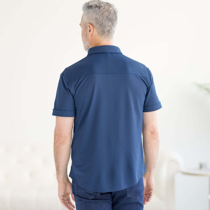 Adaptive Cooling Magnetic Front Short Sleeves Shirt in Navy