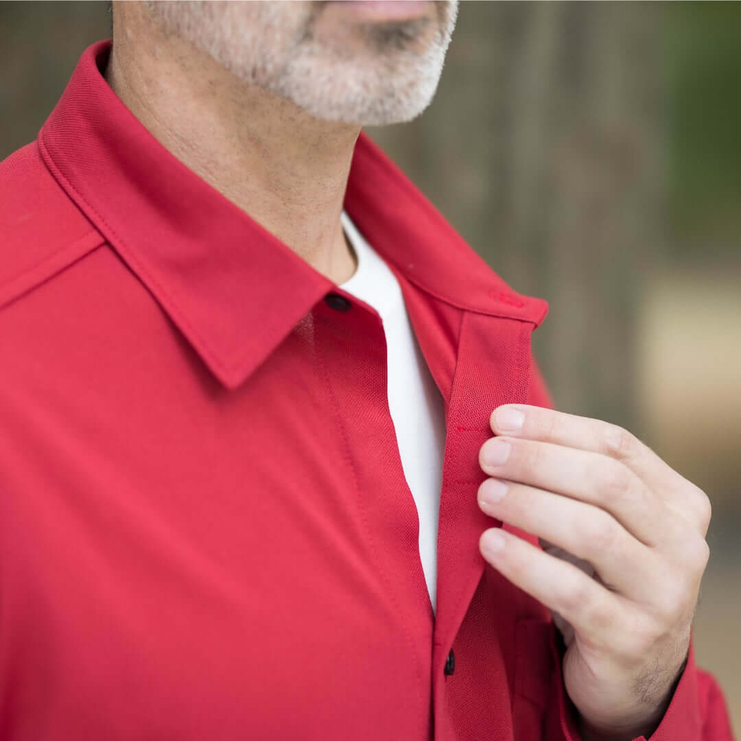 Adaptive Rio Red Magnetic Front Long Sleeve Cooling Shirt With Pocket