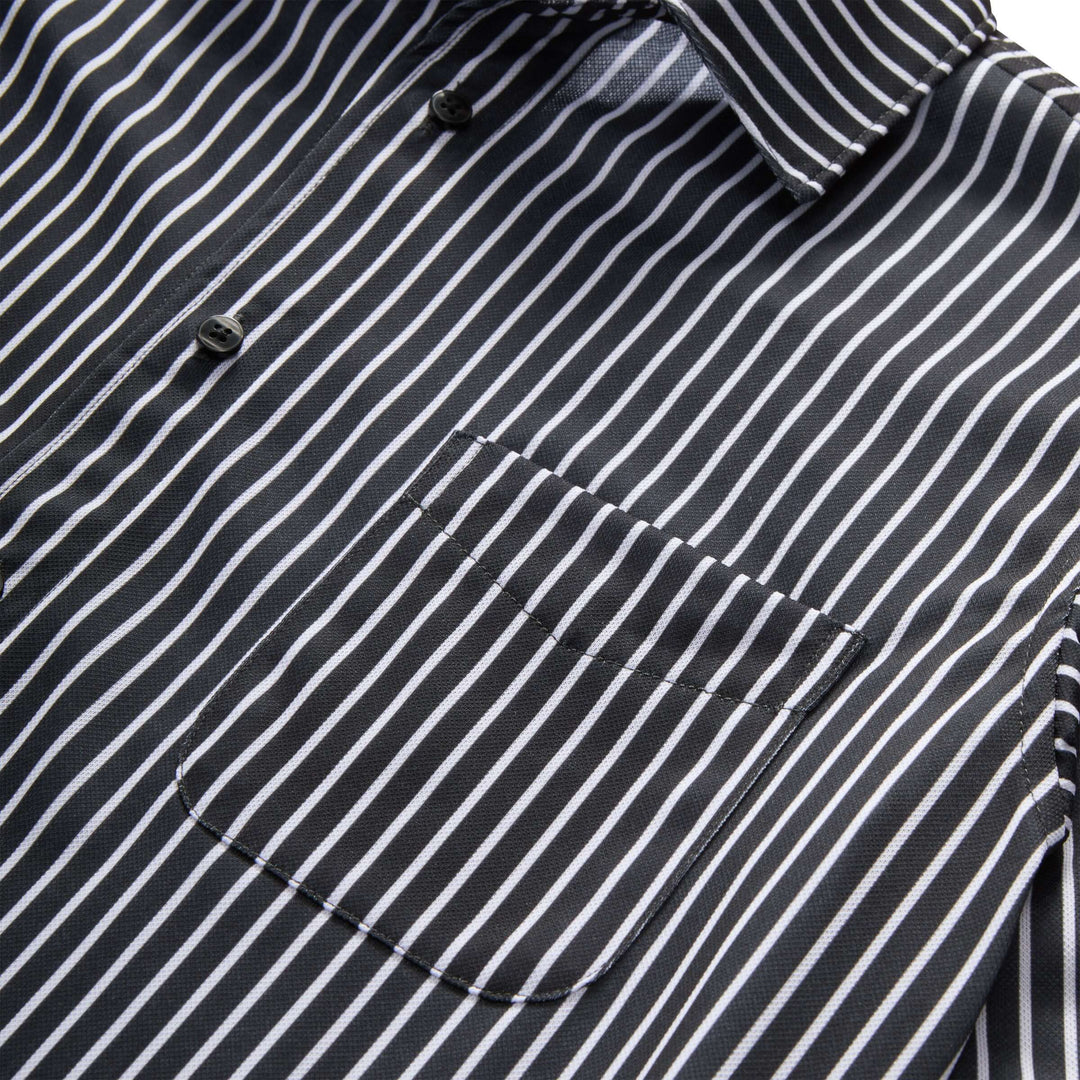 MagnaReady Black Stripe Magnetic Front Long Sleeve Cooling Adaptive Shirt with Pocket