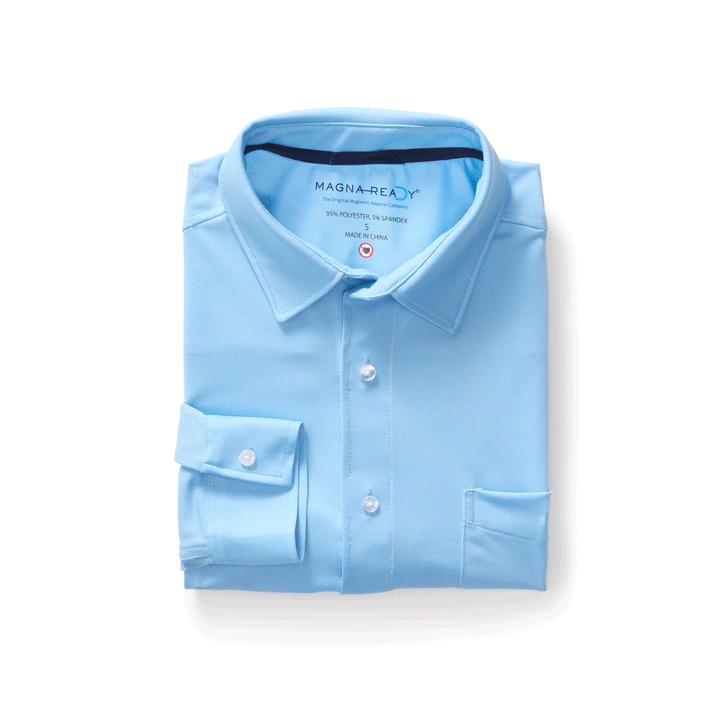 MagnaReady Carolina Blue Magnetic Front Long Sleeve Cooling Adaptive Shirt with Pocket