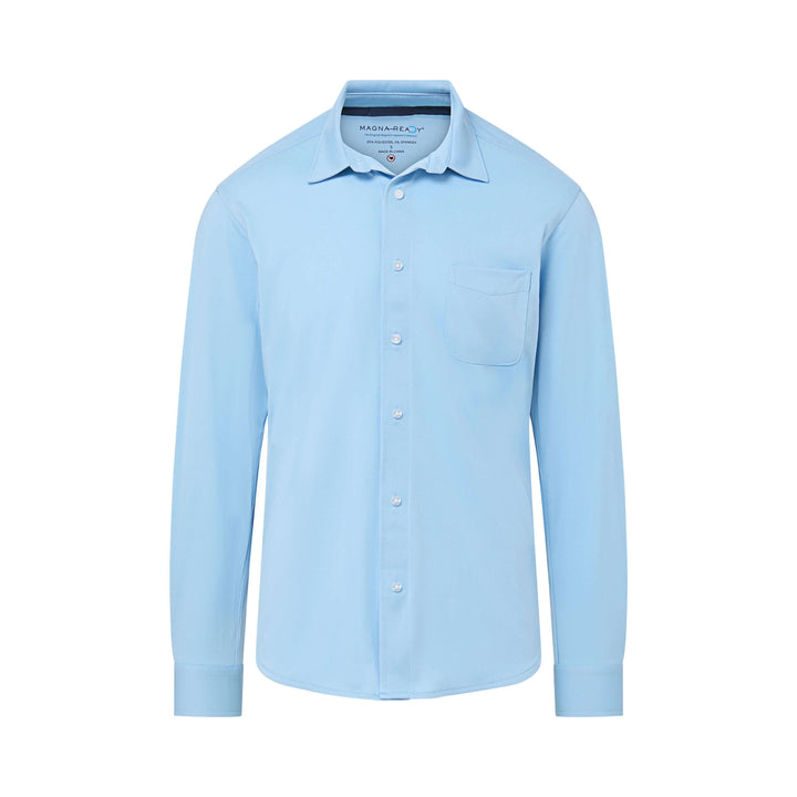 MagnaReady Carolina Blue Magnetic Front Long Sleeve Cooling Adaptive Shirt with Pocket