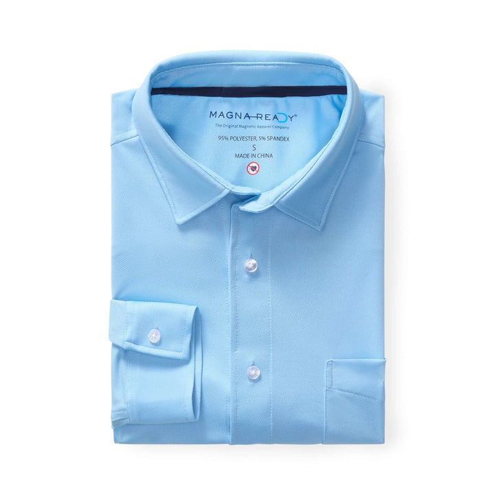 MagnaReady Carolina Blue Magnetic Front Long Sleeve Cooling Adaptive Shirt with Pocket
