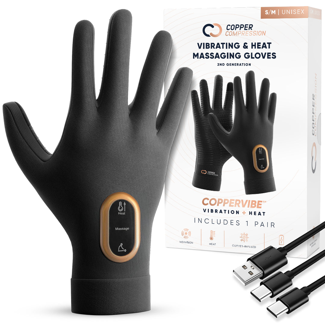 Copper Compression CopperVibe™ 2.0 Heated Vibrating Gloves for Hand Pain Relief
